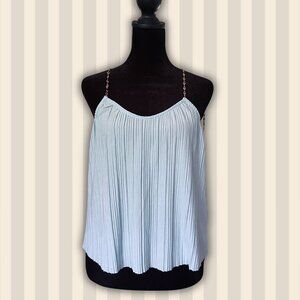 Orsay (NWT) Blue pleated gem-strap tank - Size Large